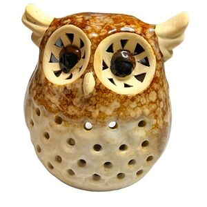 Ceramic‎ Pottery Owl Tea Light Votive Candle Holder MCM Style decor